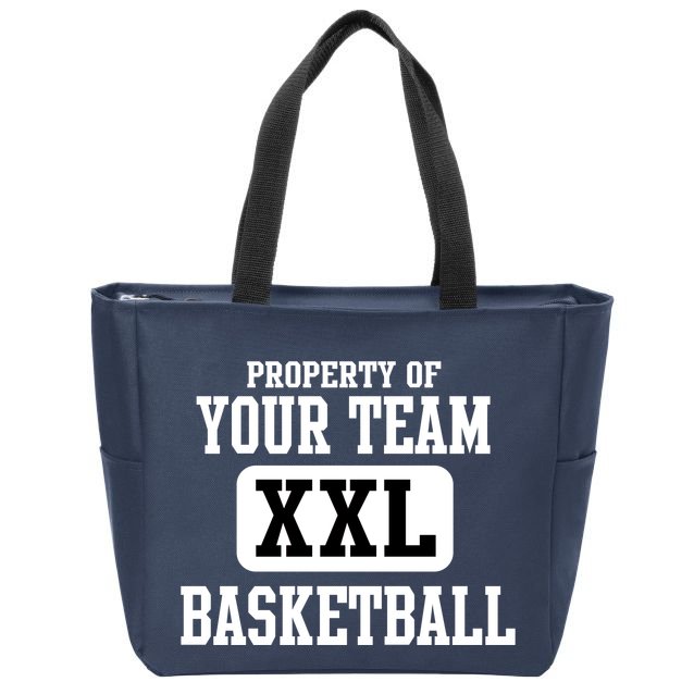 Property Of Your Team XXL Sports Personalize Text Zip Tote Bag