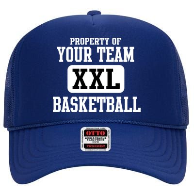 Property Of Your Team XXL Sports Personalize Text High Crown Mesh Back Trucker Hat