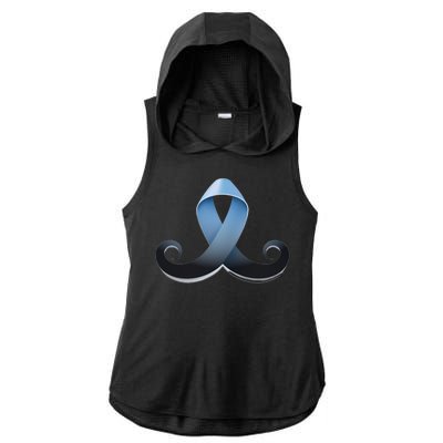 Prostate Awareness Ribbon Mustache Ladies PosiCharge Tri-Blend Wicking Draft Hoodie Tank