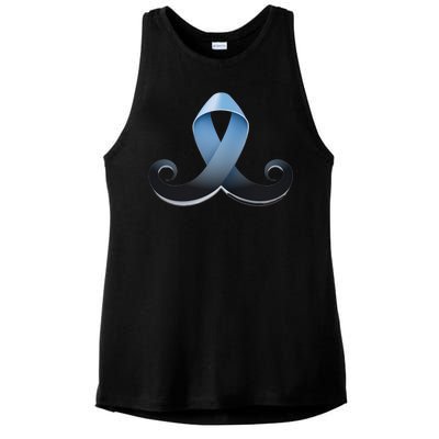 Prostate Awareness Ribbon Mustache Ladies PosiCharge Tri-Blend Wicking Tank