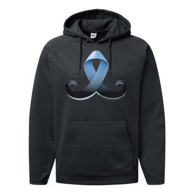 Prostate Awareness Ribbon Mustache Performance Fleece Hoodie