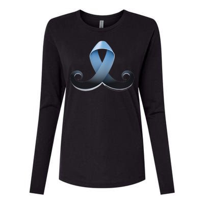 Prostate Awareness Ribbon Mustache Womens Cotton Relaxed Long Sleeve T-Shirt