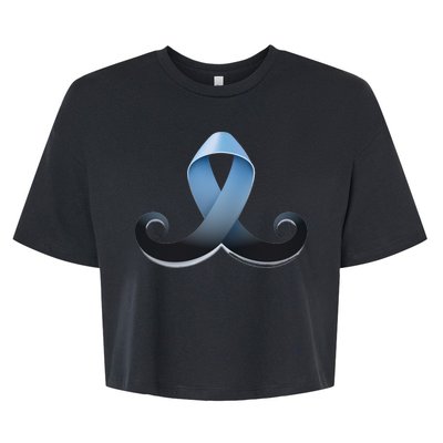 Prostate Awareness Ribbon Mustache Bella+Canvas Jersey Crop Tee