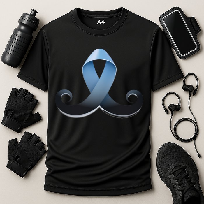 Prostate Awareness Ribbon Mustache Cooling Performance Crew T-Shirt