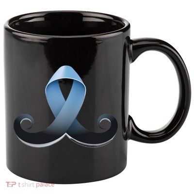 Prostate Awareness Ribbon Mustache 11oz C Handle Ceramic Mug