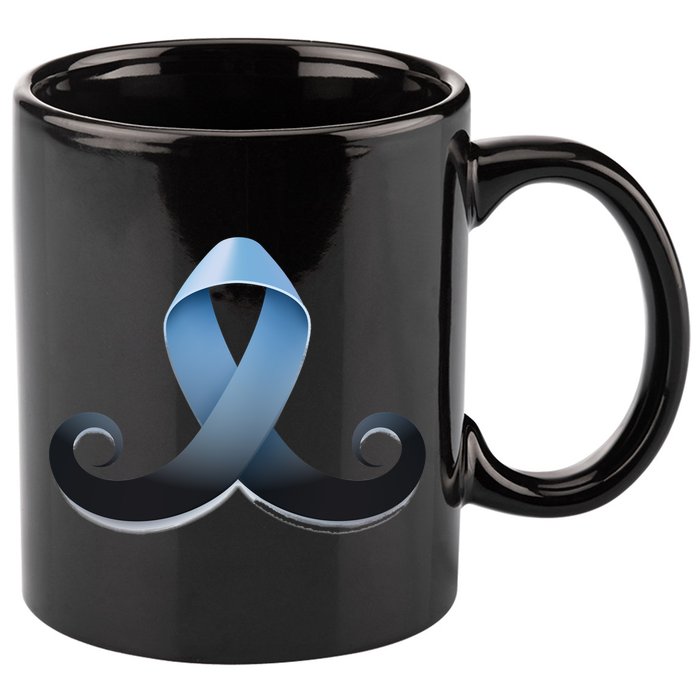 Prostate Awareness Ribbon Mustache 11oz C Handle Ceramic Mug
