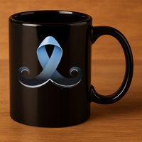 Prostate Awareness Ribbon Mustache 11oz C Handle Ceramic Mug