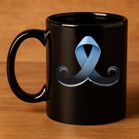 Prostate Awareness Ribbon Mustache 11oz C Handle Ceramic Mug