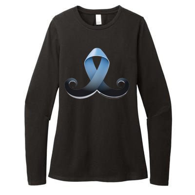 Prostate Awareness Ribbon Mustache Womens CVC Long Sleeve Shirt