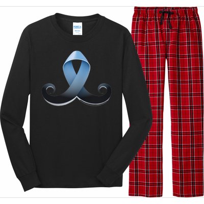 Prostate Awareness Ribbon Mustache Long Sleeve Pajama Set