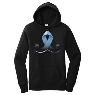 Prostate Awareness Ribbon Mustache Women's Pullover Hoodie