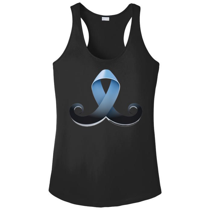 Prostate Awareness Ribbon Mustache Ladies PosiCharge Competitor Racerback Tank