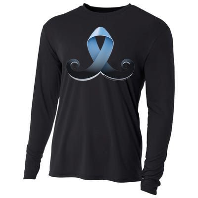 Prostate Awareness Ribbon Mustache Cooling Performance Long Sleeve Crew