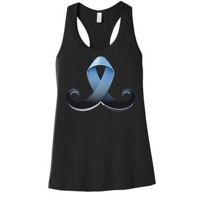 Prostate Awareness Ribbon Mustache Women's Racerback Tank