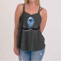 Prostate Awareness Ribbon Mustache Women's Strappy Tank