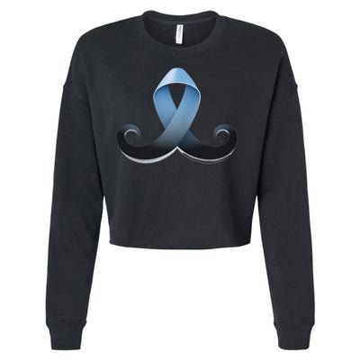 Prostate Awareness Ribbon Mustache Cropped Pullover Crew