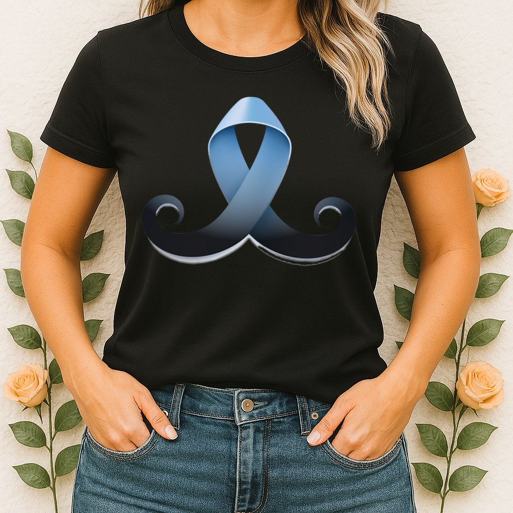 Prostate Awareness Ribbon Mustache Womens T-Shirt