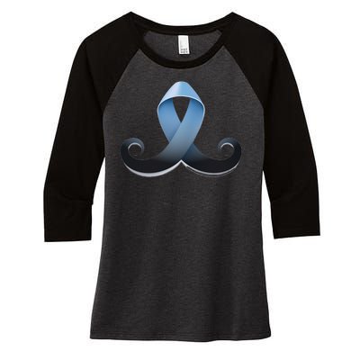 Prostate Awareness Ribbon Mustache Women's Tri-Blend 3/4-Sleeve Raglan Shirt