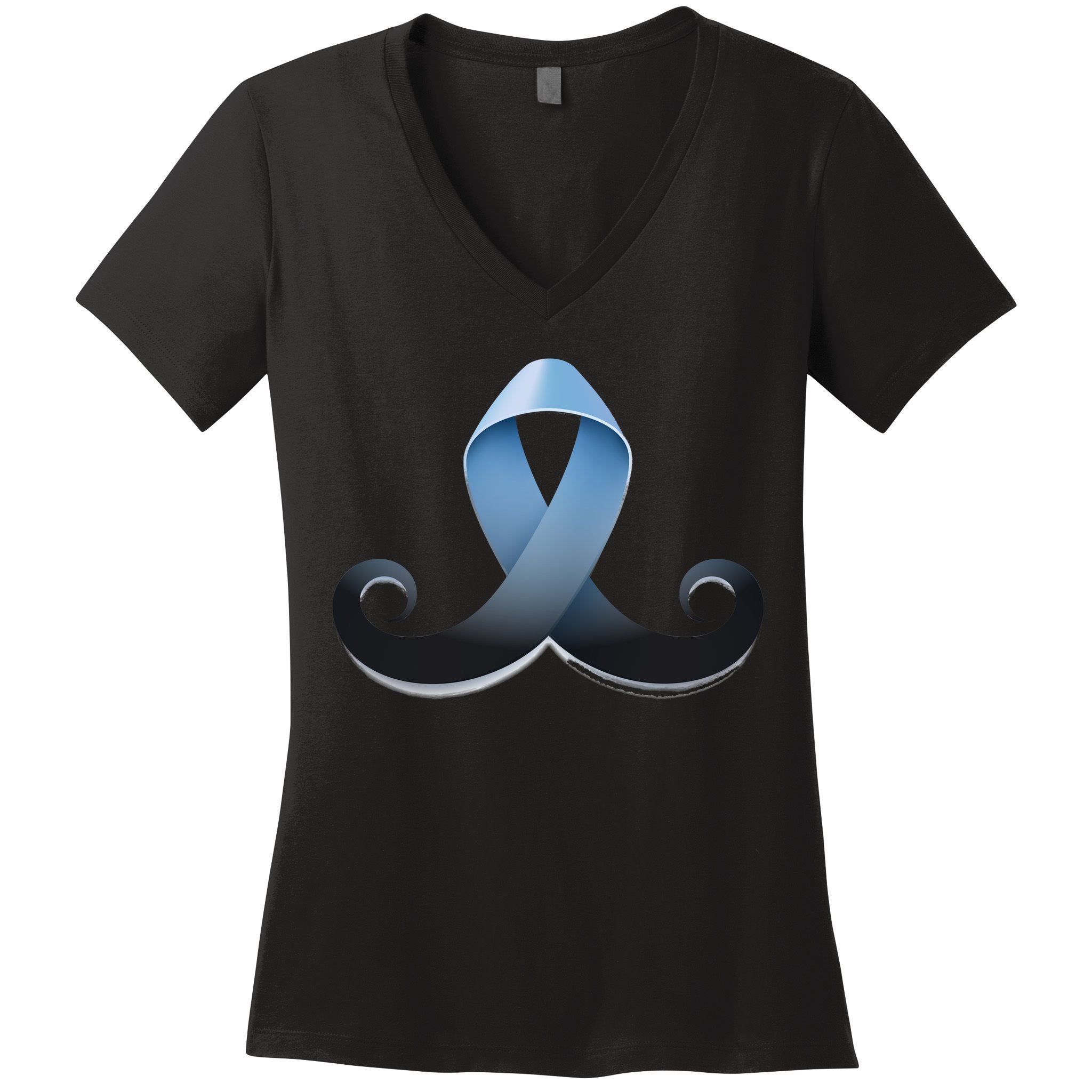 Prostate Awareness Ribbon Mustache Women's V-Neck T-Shirt