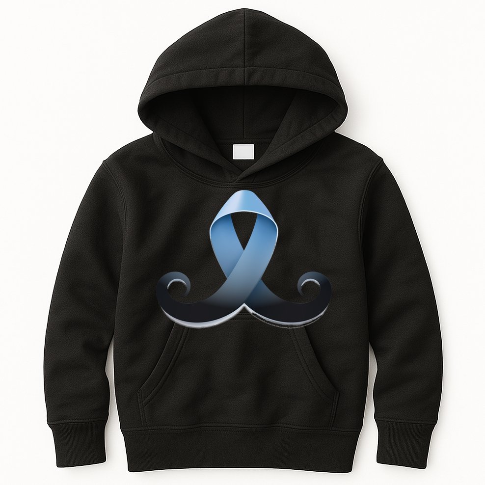 Prostate Awareness Ribbon Mustache Kids Hoodie