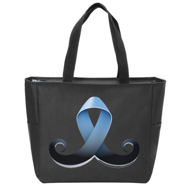 Prostate Awareness Ribbon Mustache Zip Tote Bag