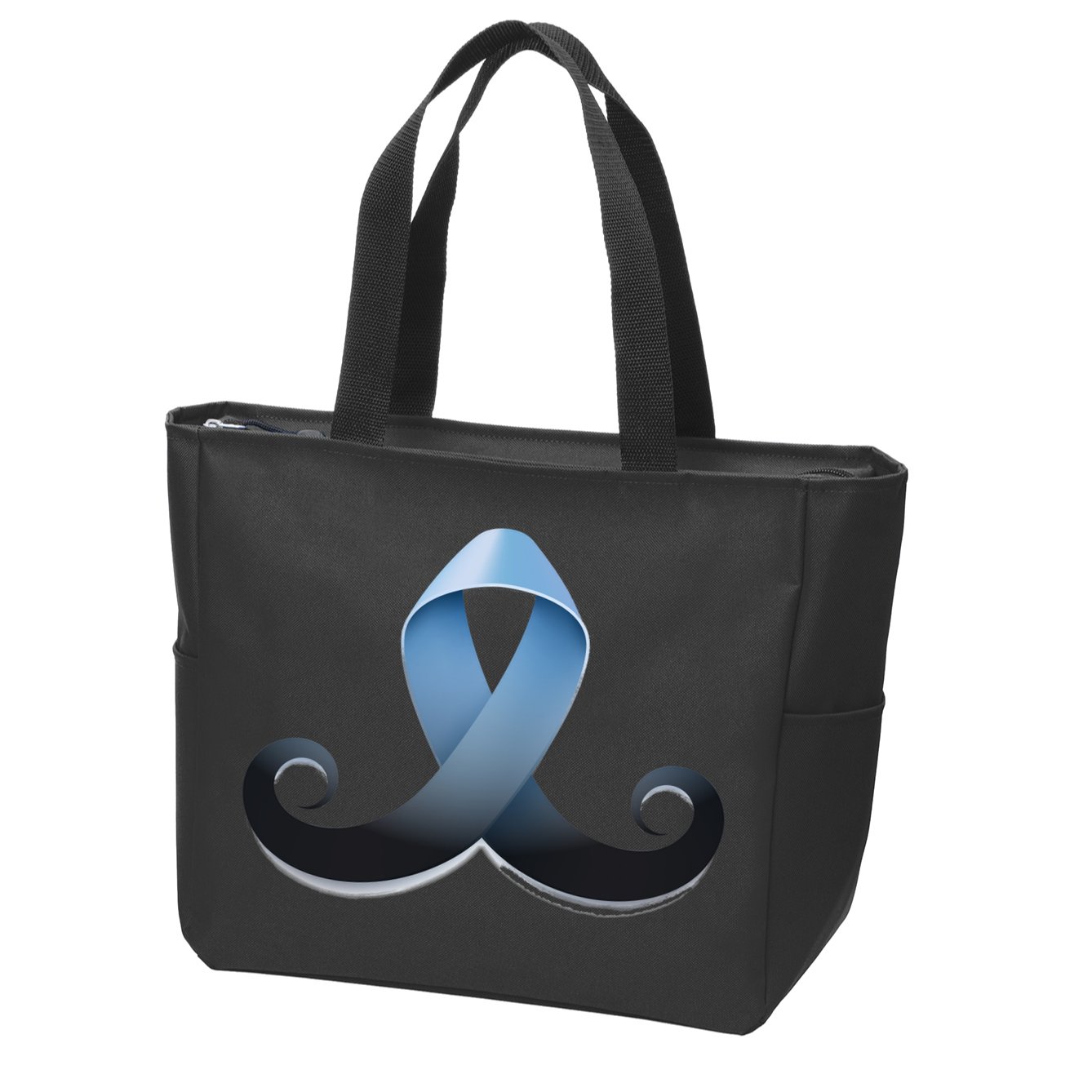 Prostate Awareness Ribbon Mustache Zip Tote Bag