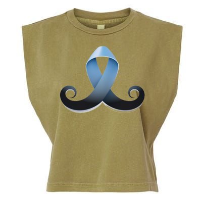 Prostate Awareness Ribbon Mustache Garment-Dyed Women's Muscle Tee