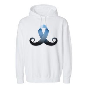 Prostate Awareness Ribbon Mustache Garment-Dyed Fleece Hoodie