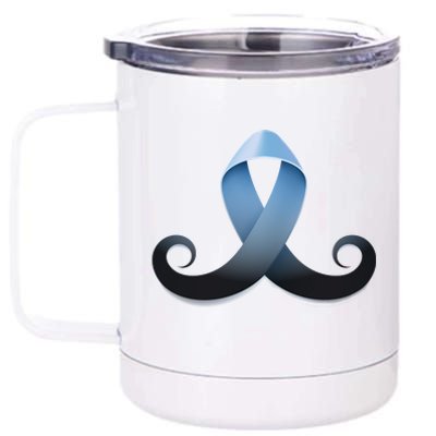 Prostate Awareness Ribbon Mustache 12 oz Stainless Steel Tumbler Cup