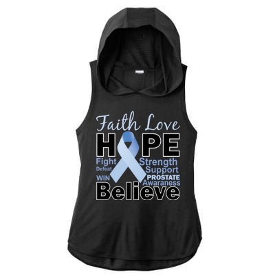 Prostate Cancer Awareness Faith Hope Ladies PosiCharge Tri-Blend Wicking Draft Hoodie Tank