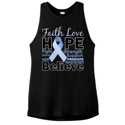 Prostate Cancer Awareness Faith Hope Ladies PosiCharge Tri-Blend Wicking Tank