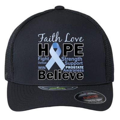 Prostate Cancer Awareness Faith Hope Flexfit Unipanel Trucker Cap