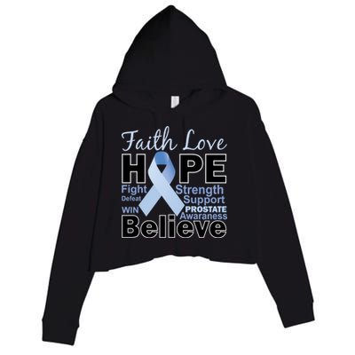 Prostate Cancer Awareness Faith Hope Crop Fleece Hoodie