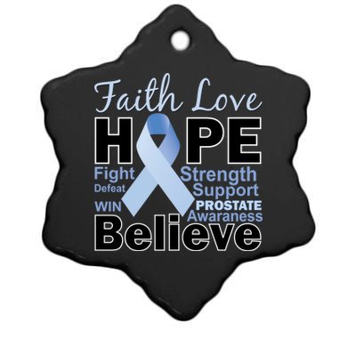 Prostate Cancer Awareness Faith Hope Ceramic Star Ornament