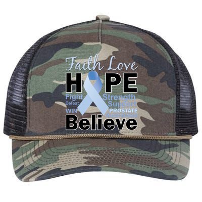 Prostate Cancer Awareness Faith Hope Retro Rope Trucker Hat Cap