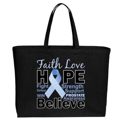 Prostate Cancer Awareness Faith Hope Cotton Canvas Jumbo Tote