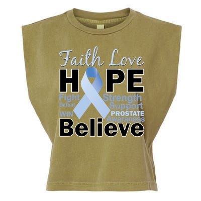 Prostate Cancer Awareness Faith Hope Garment-Dyed Women's Muscle Tee