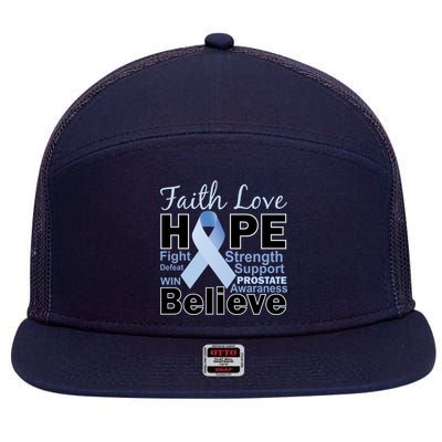 Prostate Cancer Awareness Faith Hope 7 Panel Mesh Trucker Snapback Hat