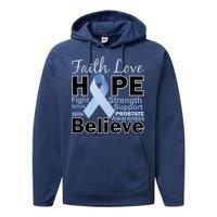 Prostate Cancer Awareness Faith Hope Performance Fleece Hoodie