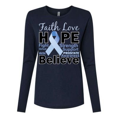 Prostate Cancer Awareness Faith Hope Womens Cotton Relaxed Long Sleeve T-Shirt