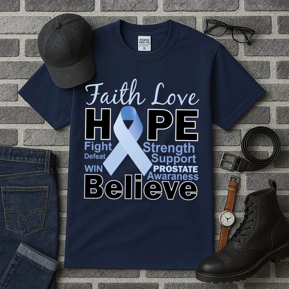 Prostate Cancer Awareness Faith Hope Tall T-Shirt