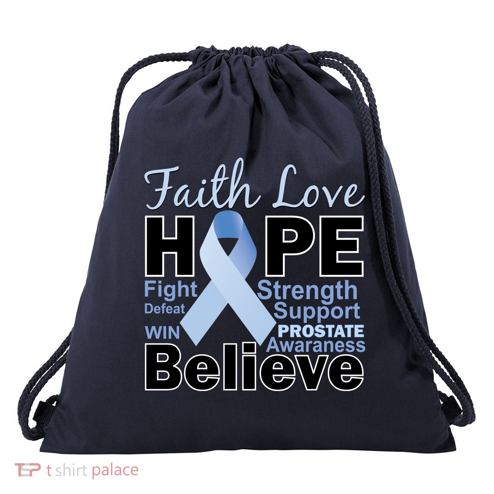 Prostate Cancer Awareness Faith Hope Drawstring Bag
