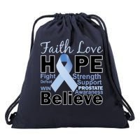 Prostate Cancer Awareness Faith Hope Drawstring Bag