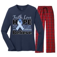 Prostate Cancer Awareness Faith Hope Women's Long Sleeve Flannel Pajama Set 