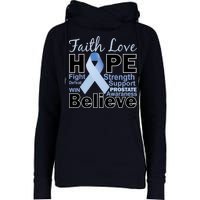 Prostate Cancer Awareness Faith Hope Womens Funnel Neck Pullover Hood