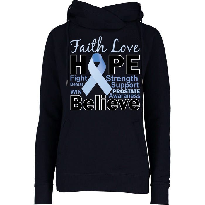 Prostate Cancer Awareness Faith Hope Womens Funnel Neck Pullover Hood