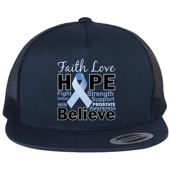 Prostate Cancer Awareness Faith Hope Flat Bill Trucker Hat