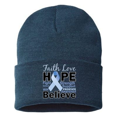 Prostate Cancer Awareness Faith Hope Sustainable Knit Beanie