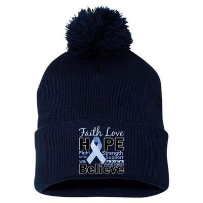 Prostate Cancer Awareness Faith Hope Pom Pom 12in Knit Beanie