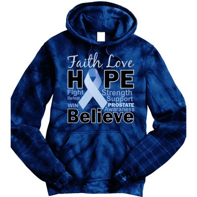 Prostate Cancer Awareness Faith Hope Tie Dye Hoodie